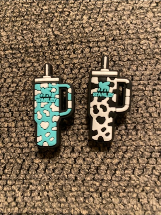 Stanley Accessories - Stanley Croc Charms - Teal  and Black Cow Print Bundle